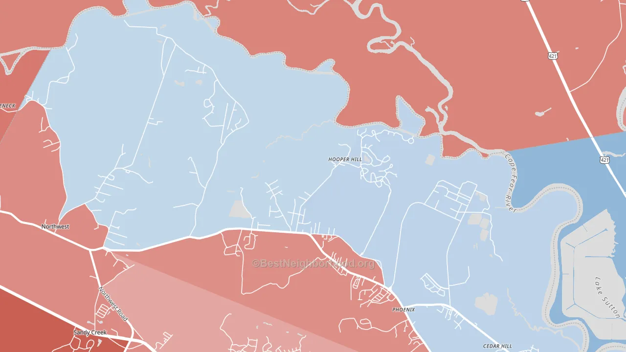 Hooper Hill, NC block-group political-lean map
