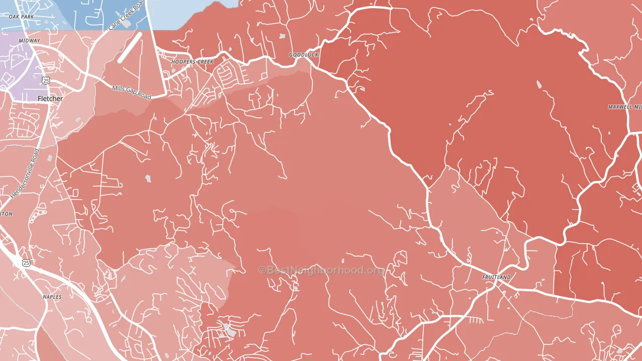 Hoopers Creek, NC block-group political-lean map