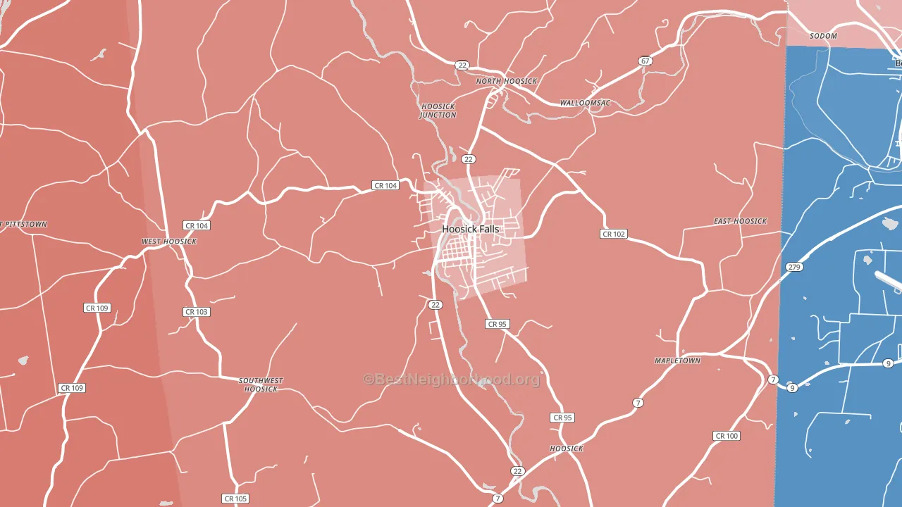 Hoosick Falls, NY block-group political-lean map