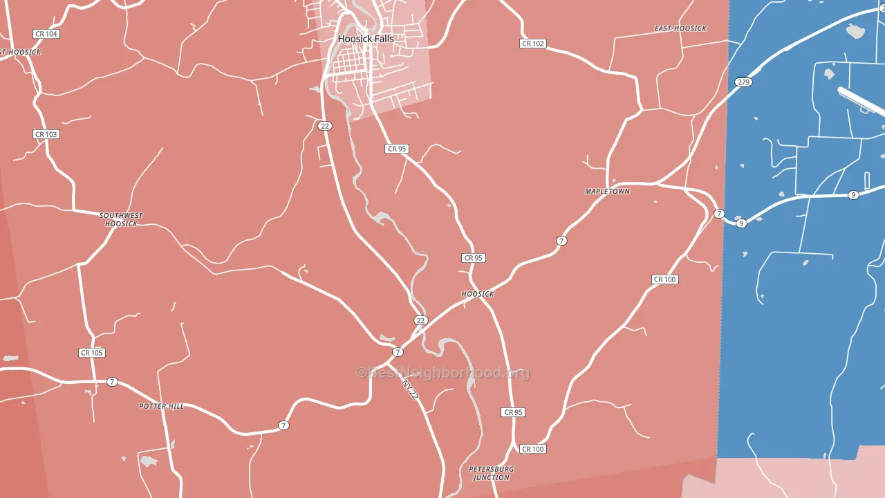 Hoosick, NY block-group political-lean map