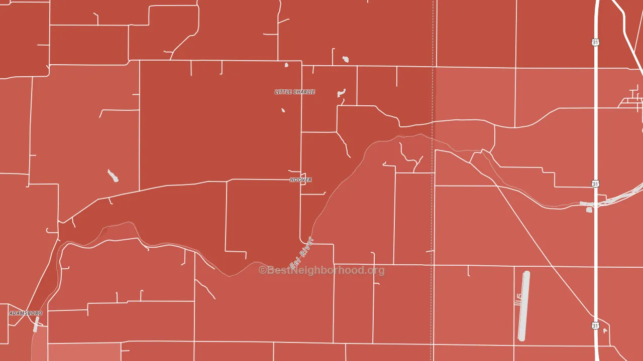 Hoover, IN block-group political-lean map