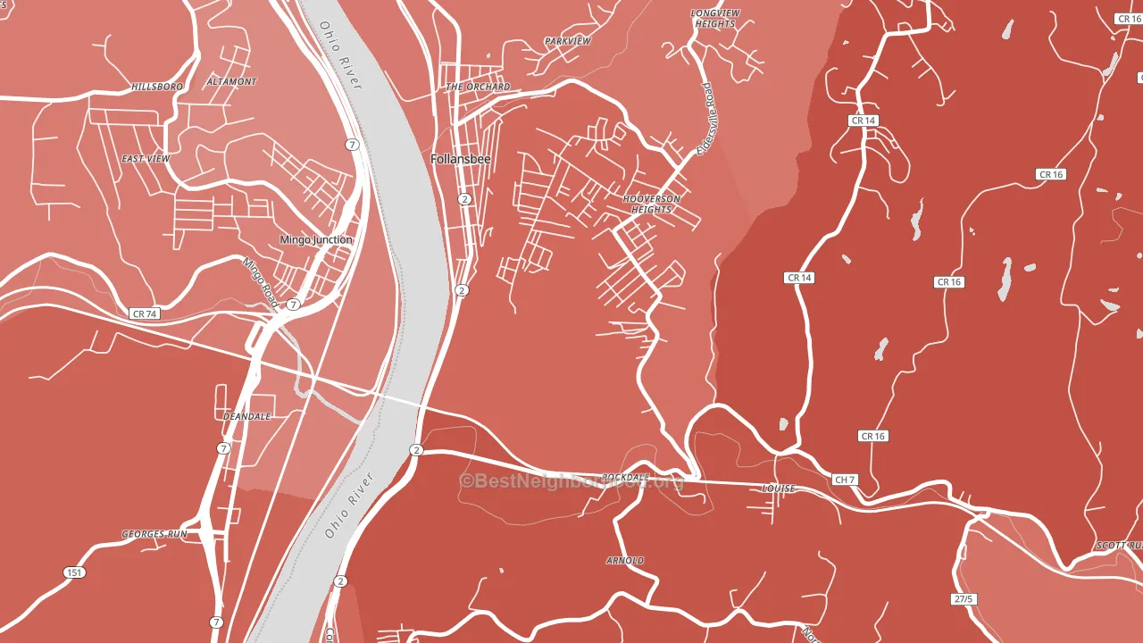 Hooverson Heights, WV block-group political-lean map