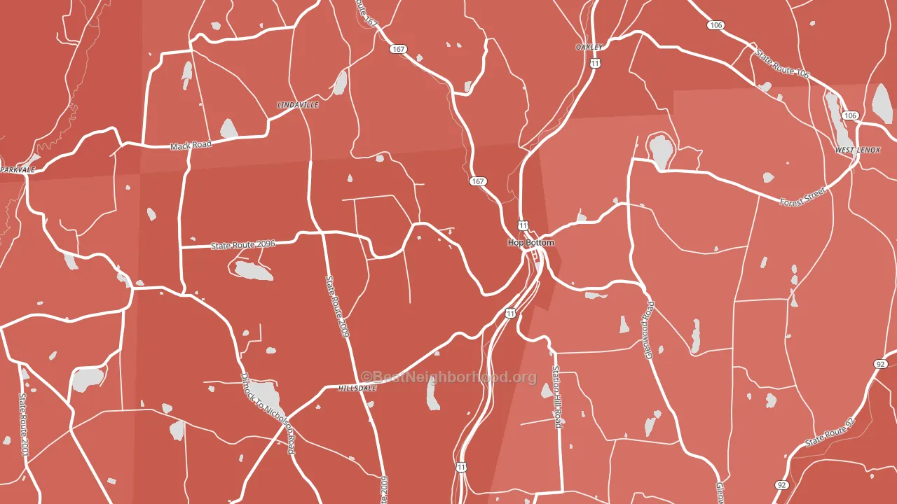 Hop Bottom, PA block-group political-lean map