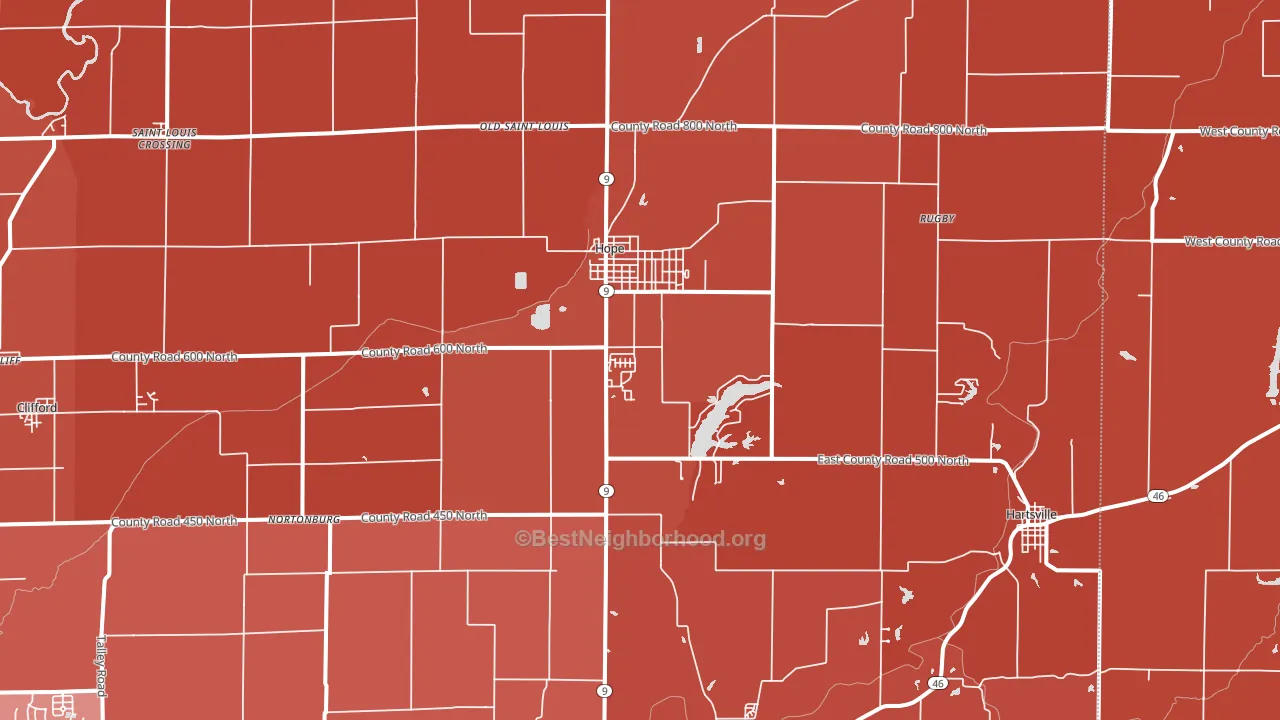 Hope, IN block-group political-lean map