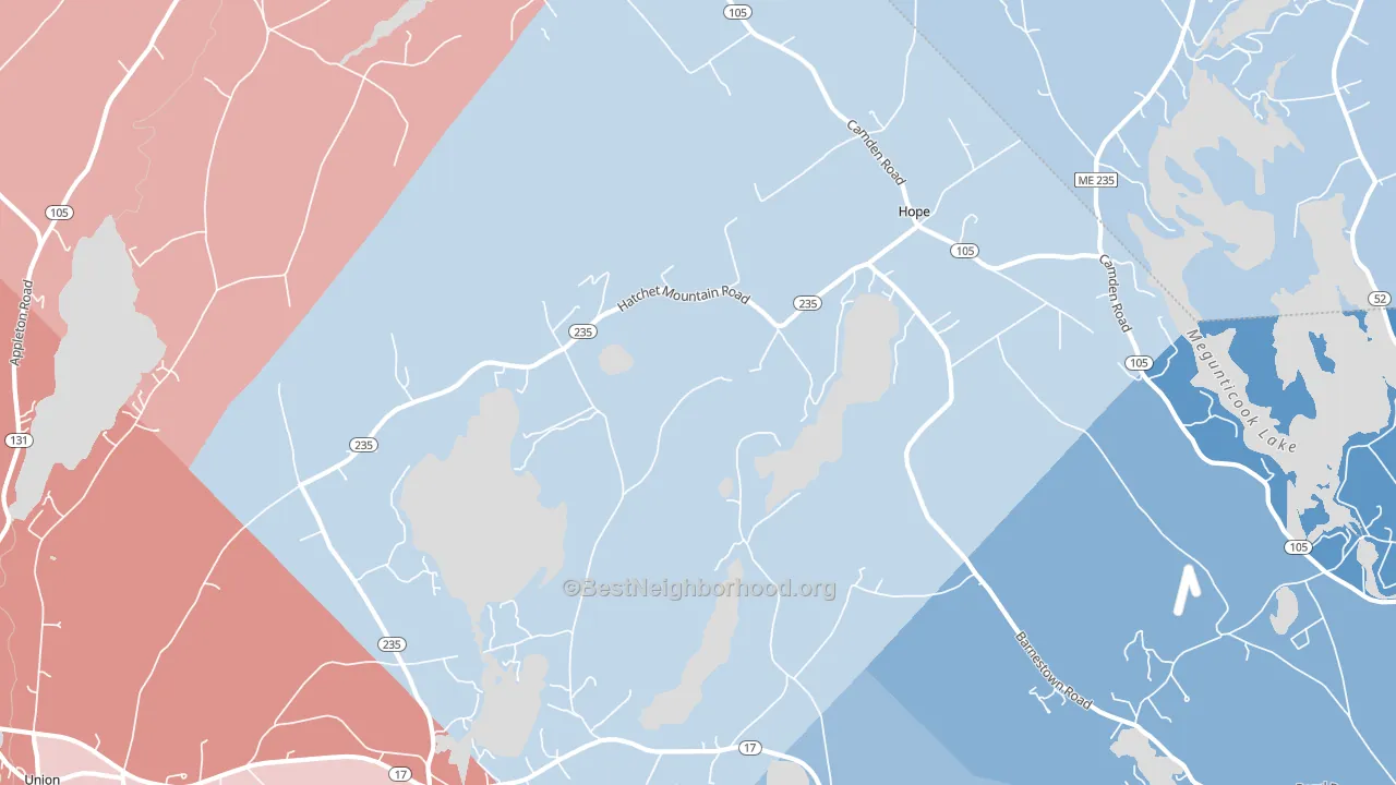 Hope, ME block-group political-lean map