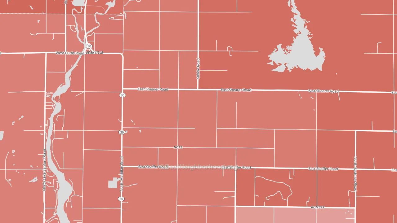 Hope, MI block-group political-lean map