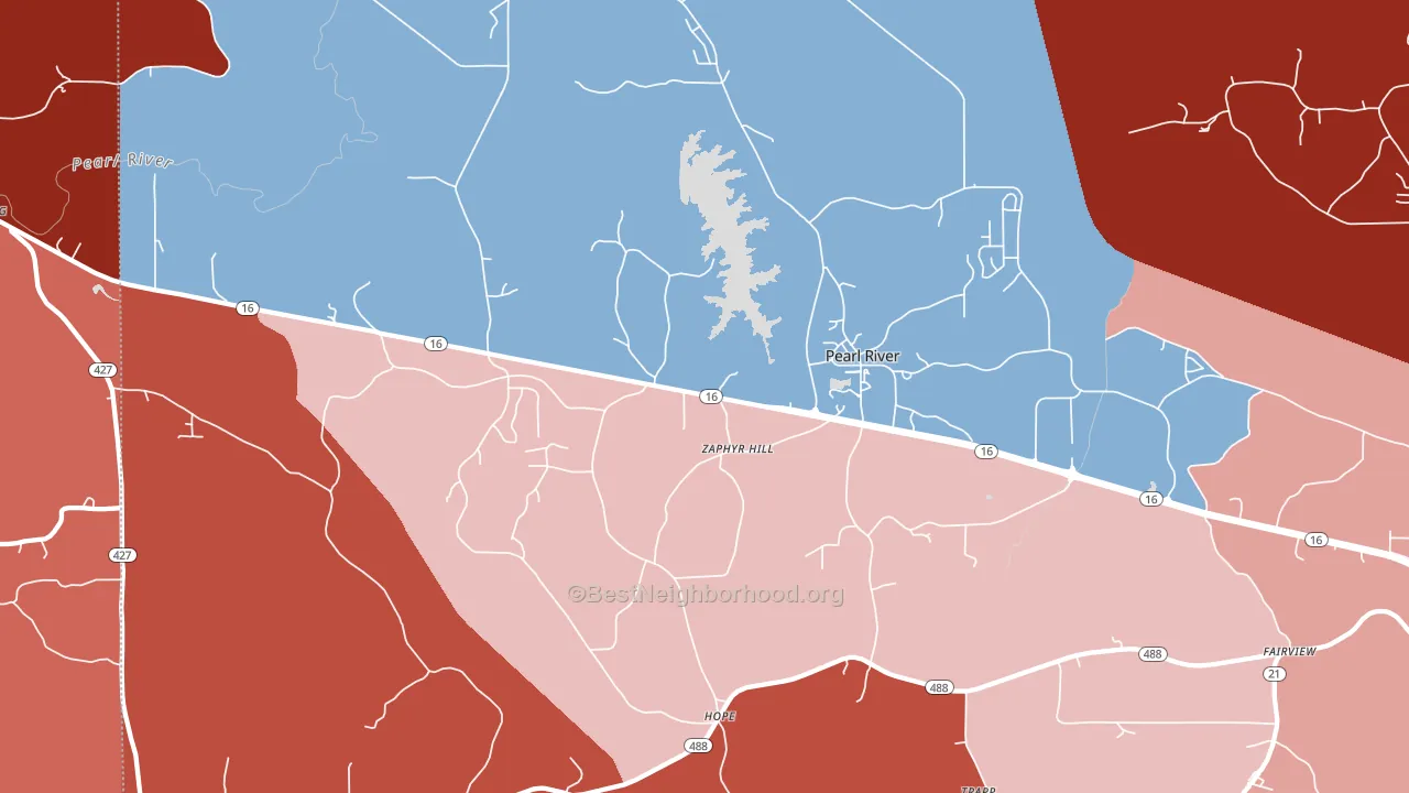 Hope, MS block-group political-lean map