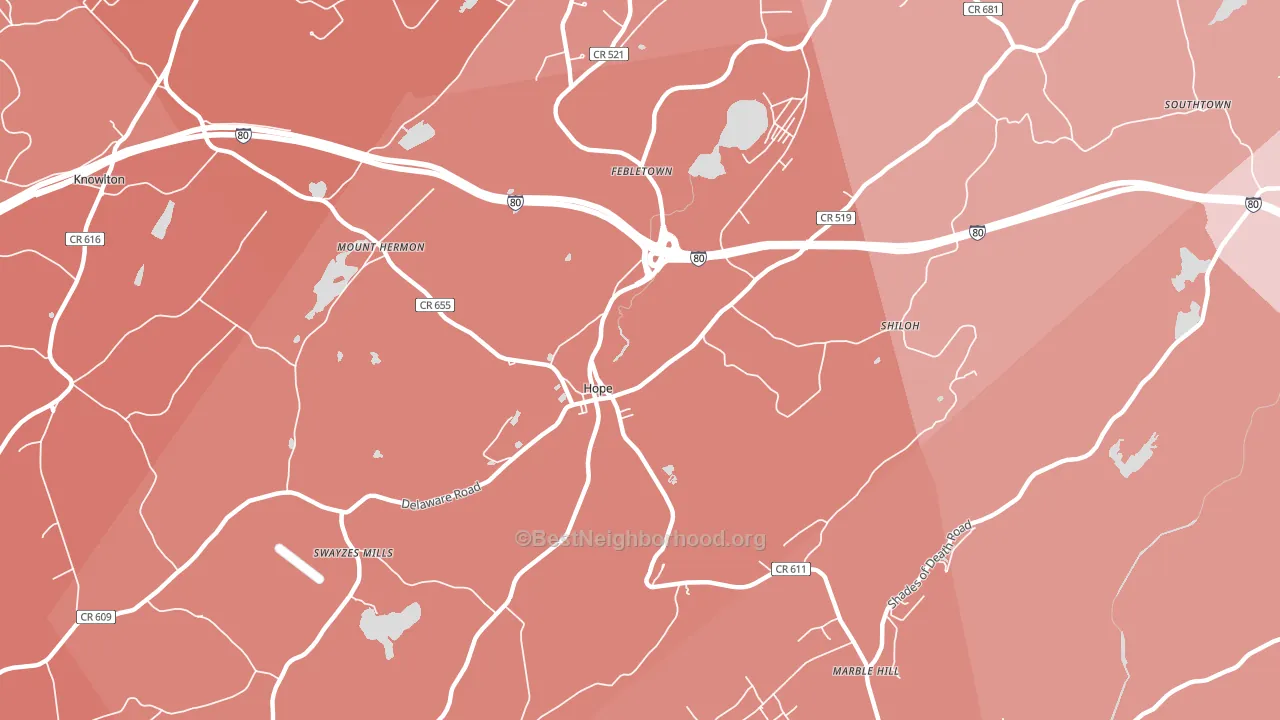 Hope, NJ block-group political-lean map