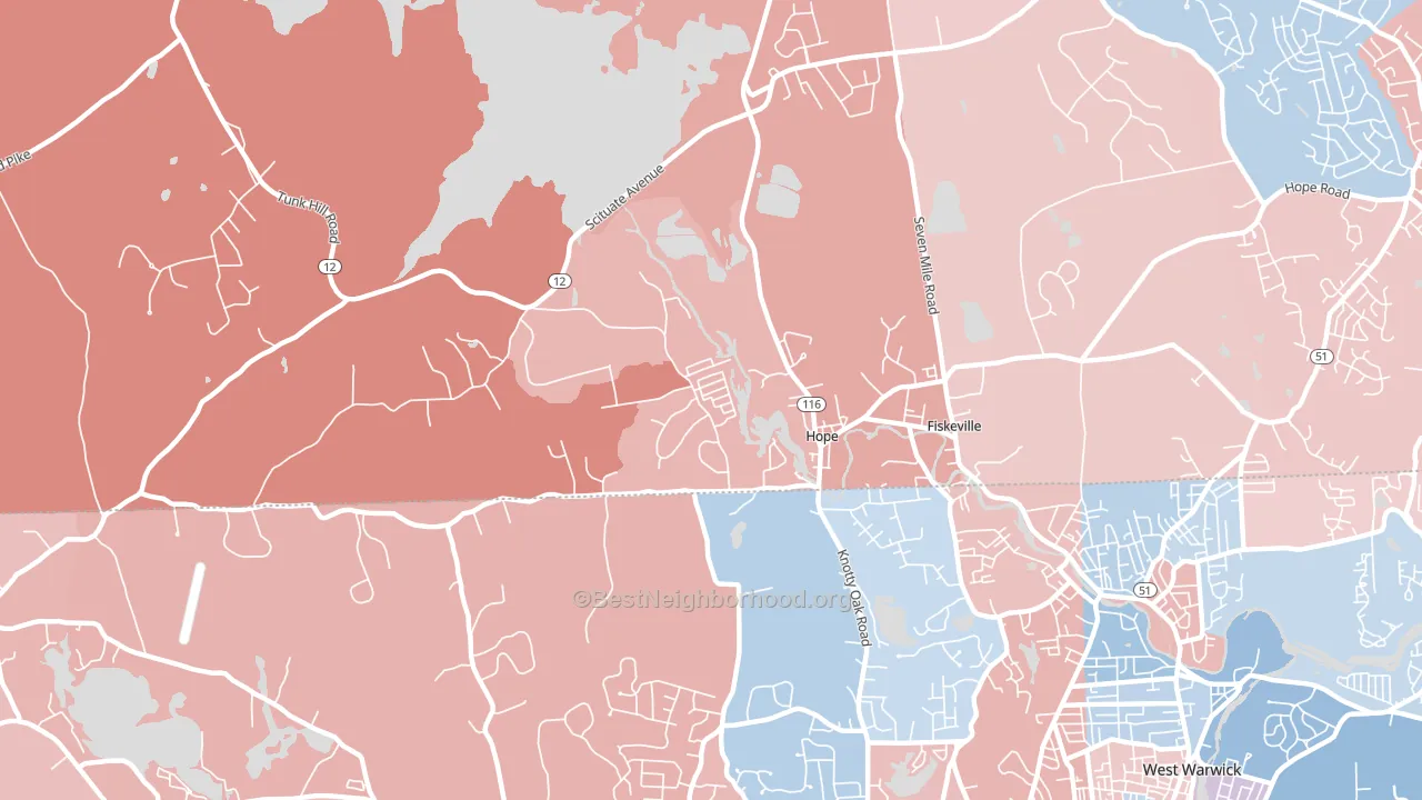 Hope, RI block-group political-lean map