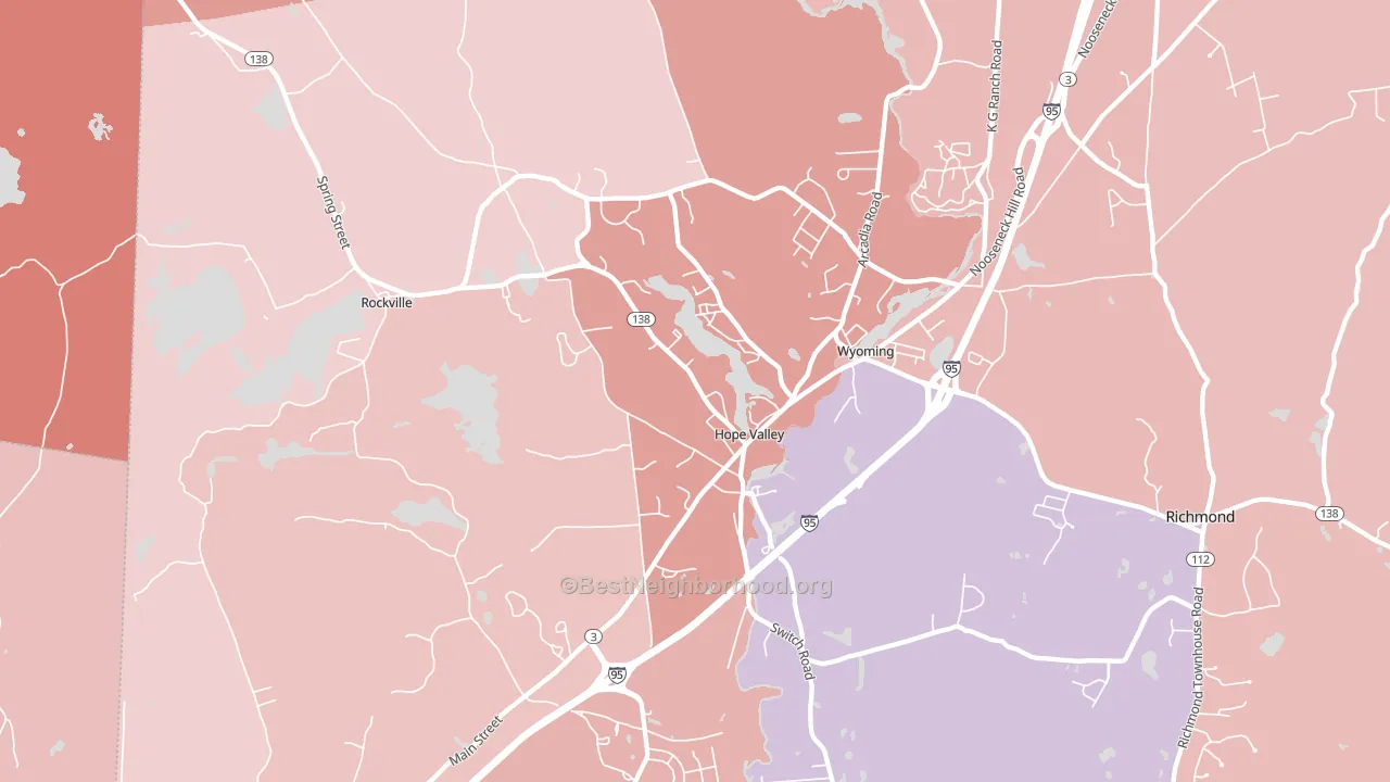 Hope Valley, RI block-group political-lean map
