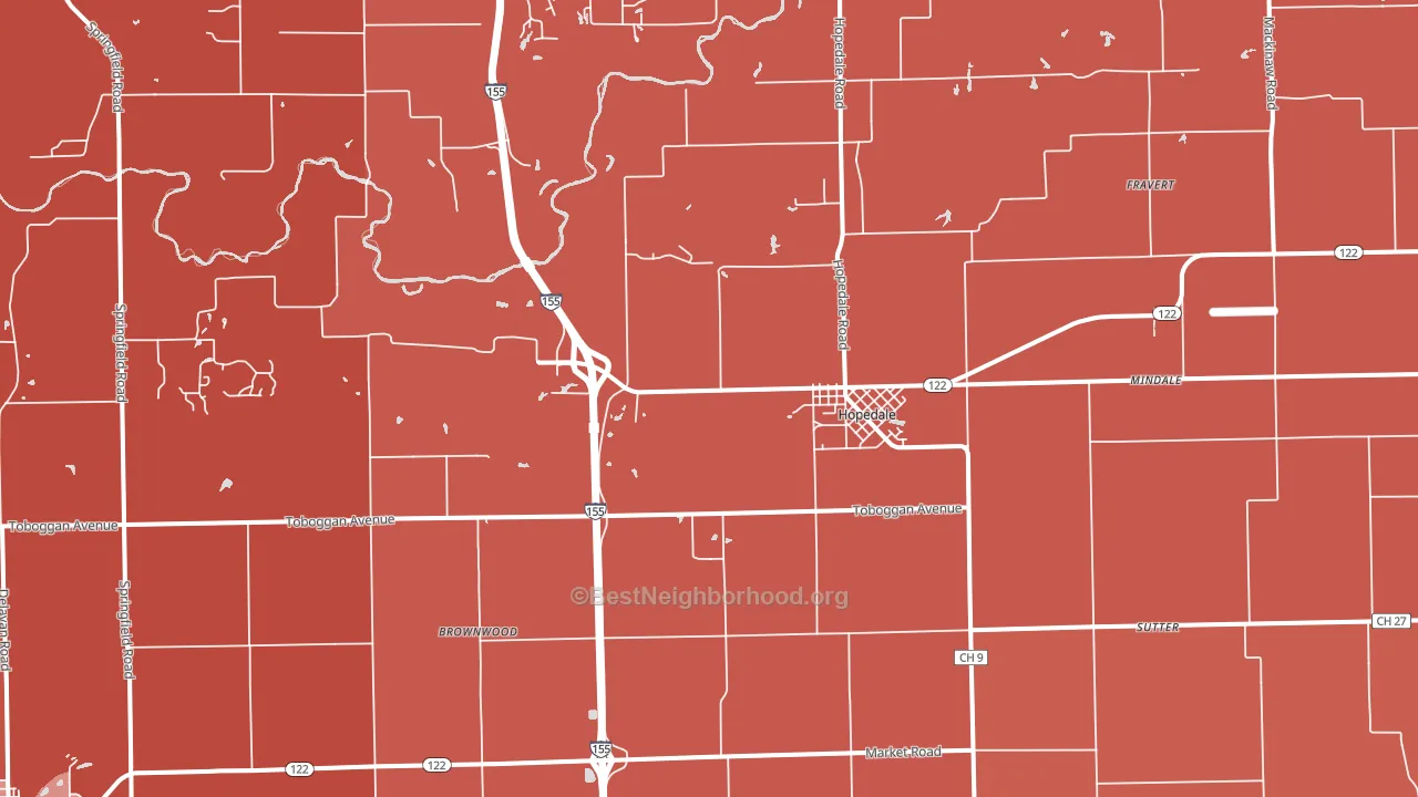 Hopedale, IL block-group political-lean map