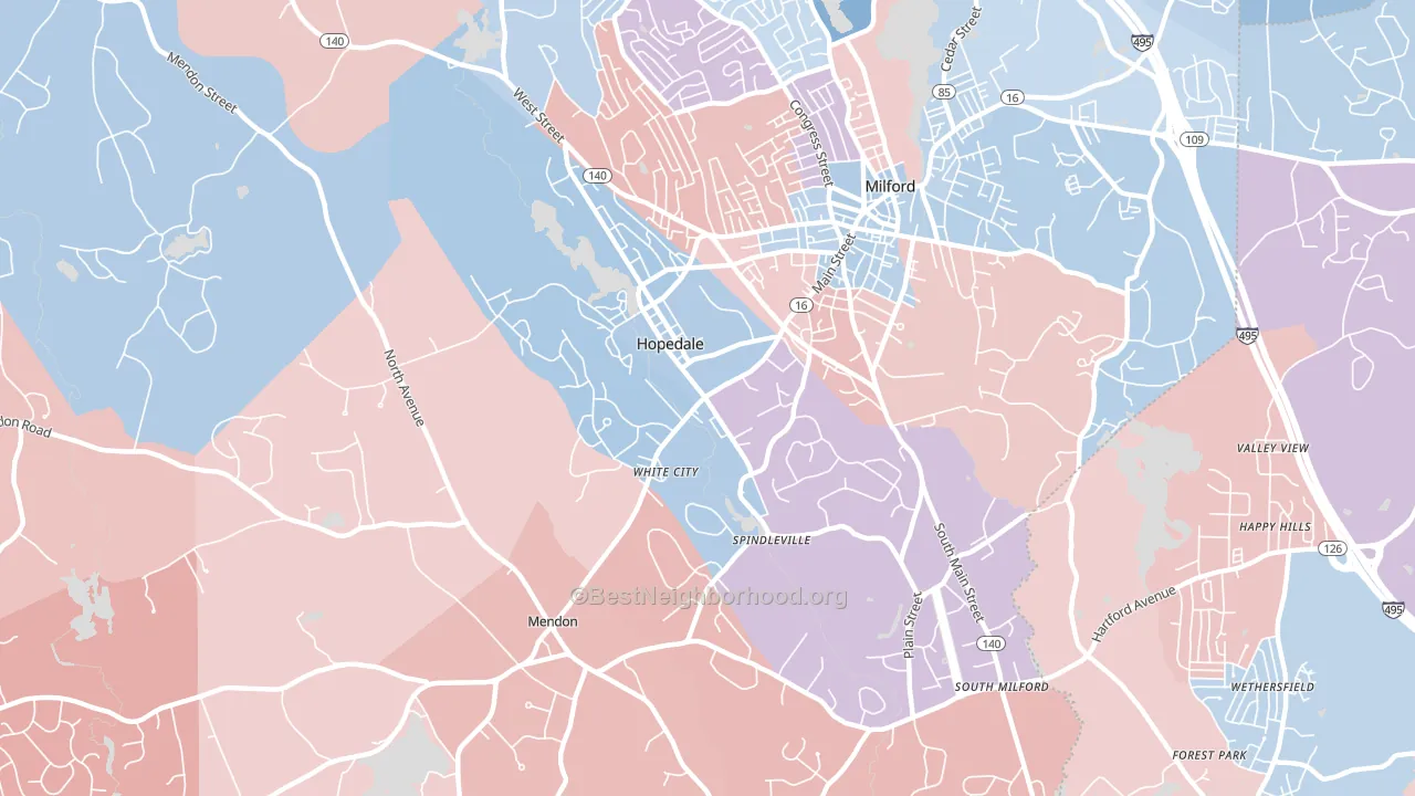 Hopedale, MA block-group political-lean map