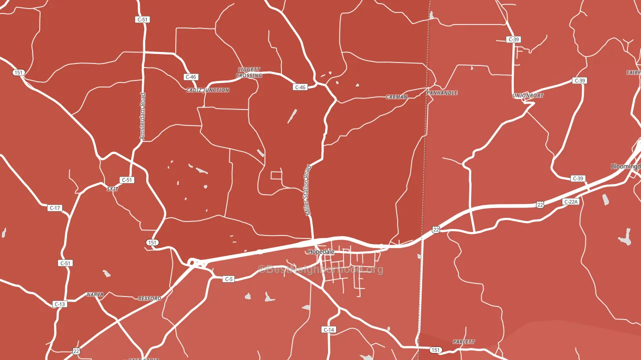 Hopedale, OH block-group political-lean map