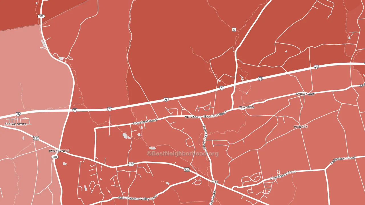 Hopeland, PA block-group political-lean map