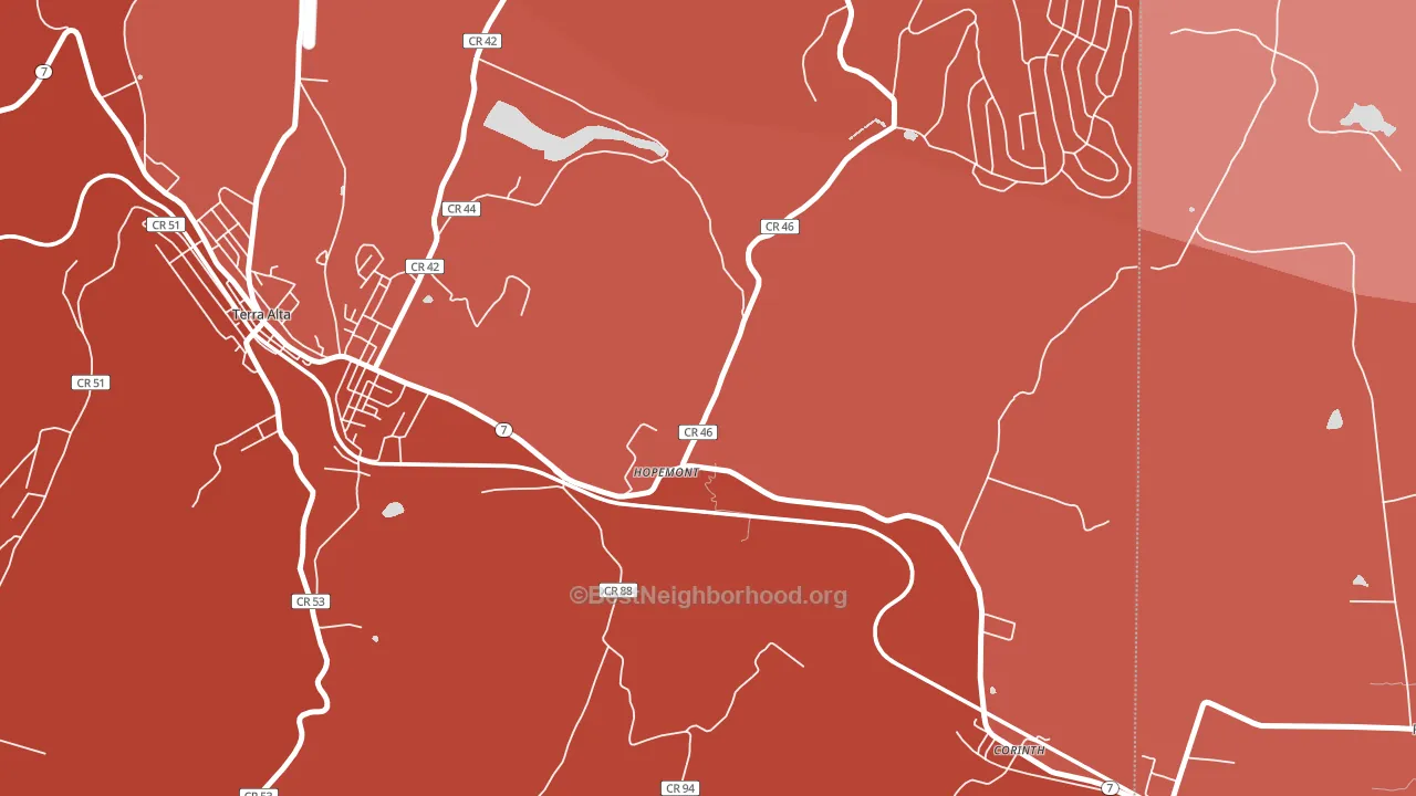 Hopemont, WV block-group political-lean map