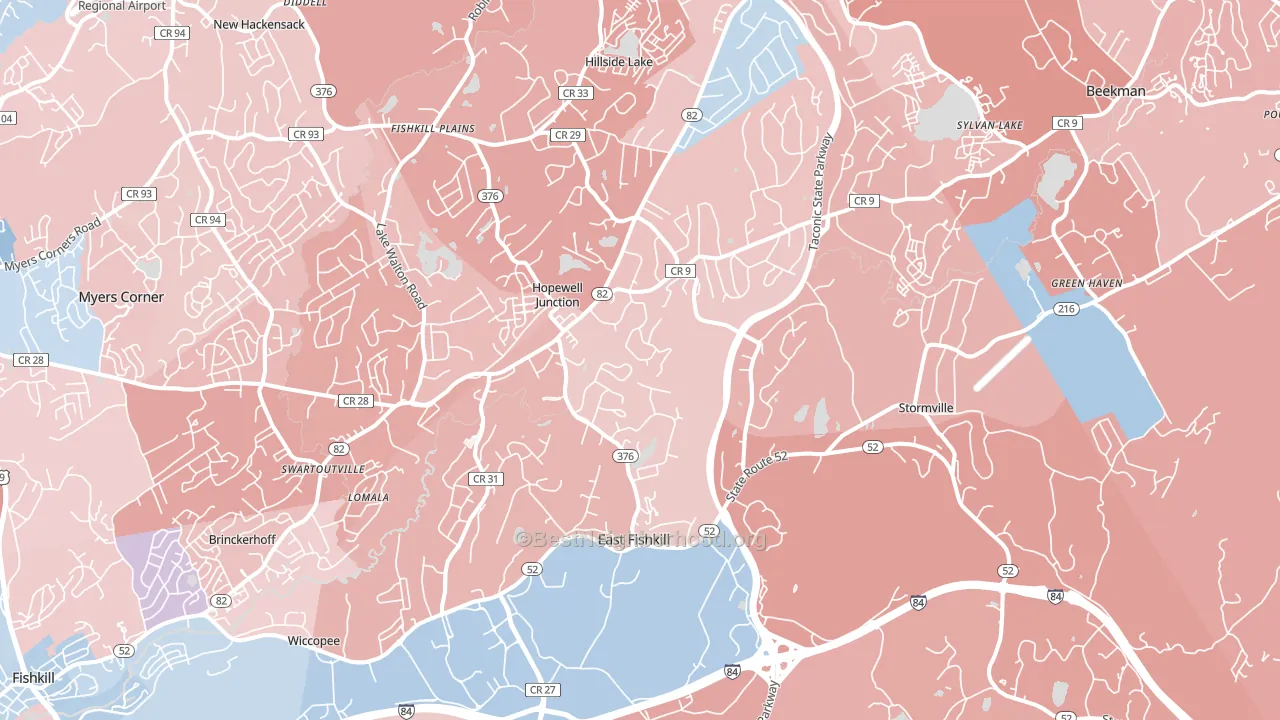 Hopewell Junction, NY block-group political-lean map