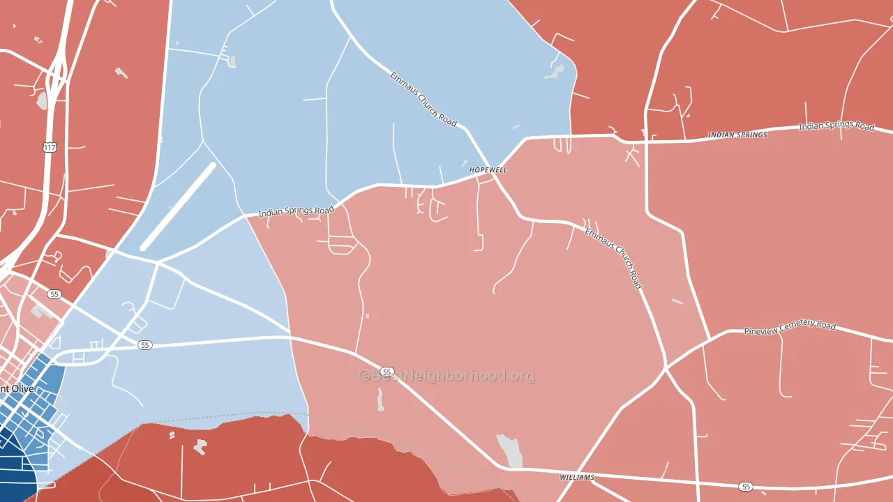 Hopewell, NC block-group political-lean map