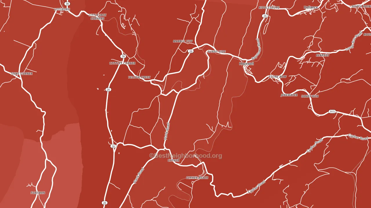 Hopewell, PA block-group political-lean map