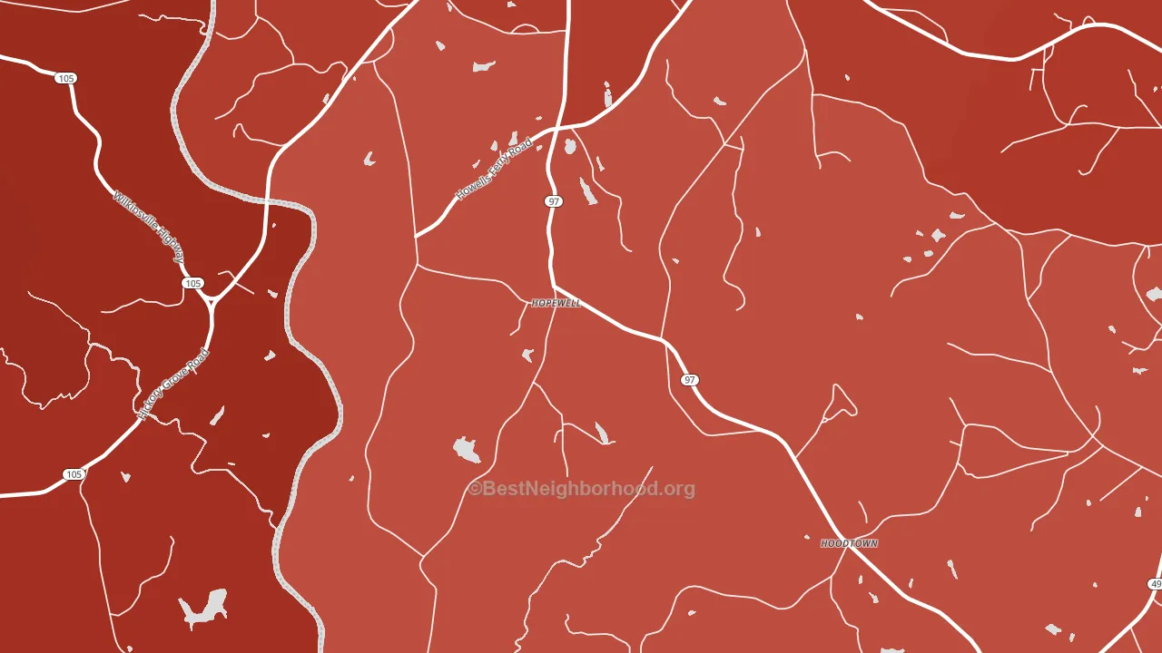 Hopewell, SC block-group political-lean map