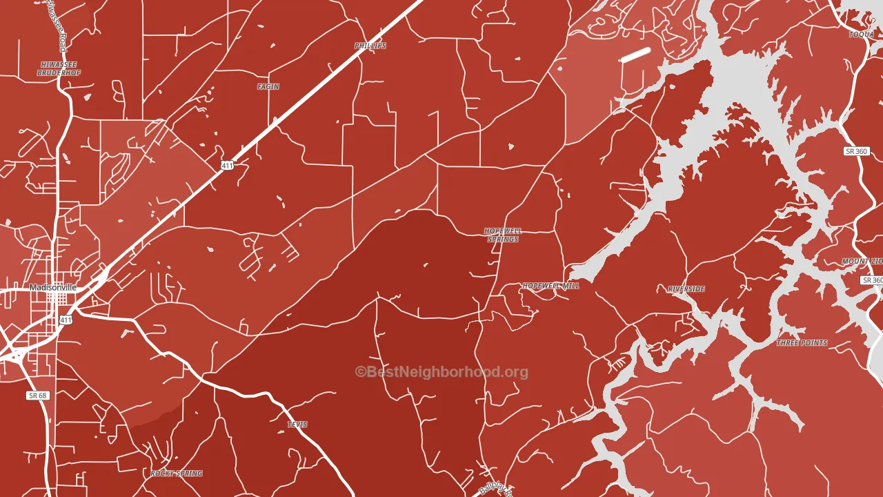 Hopewell Springs, TN block-group political-lean map