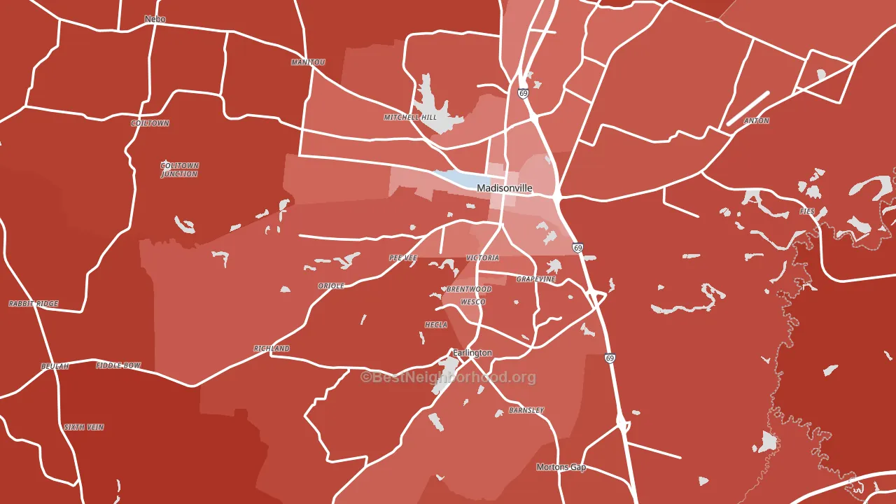 Hopkins County, KY block-group political-lean map