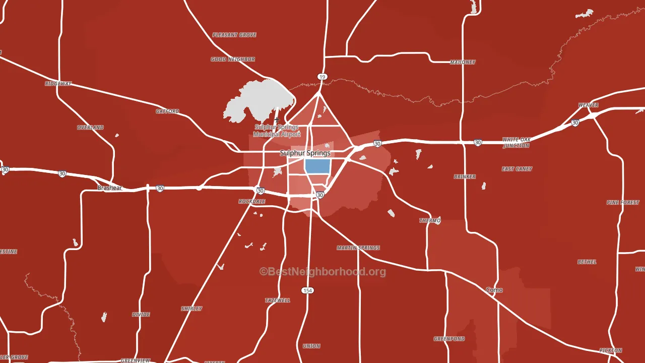 Hopkins County, TX block-group political-lean map