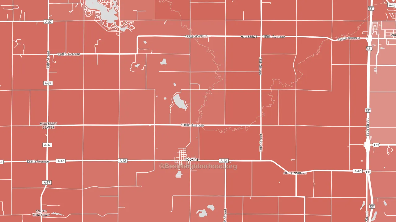 Hopkins, MI block-group political-lean map
