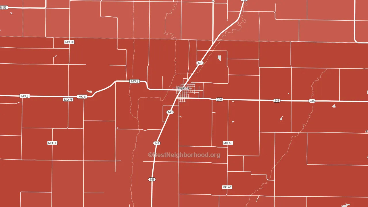 Hopkins, MO block-group political-lean map