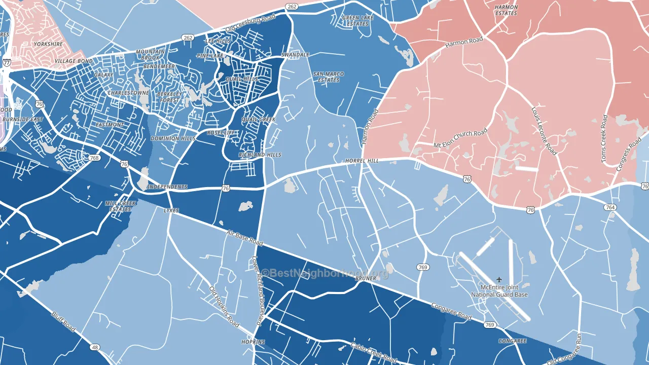 Hopkins, SC block-group political-lean map