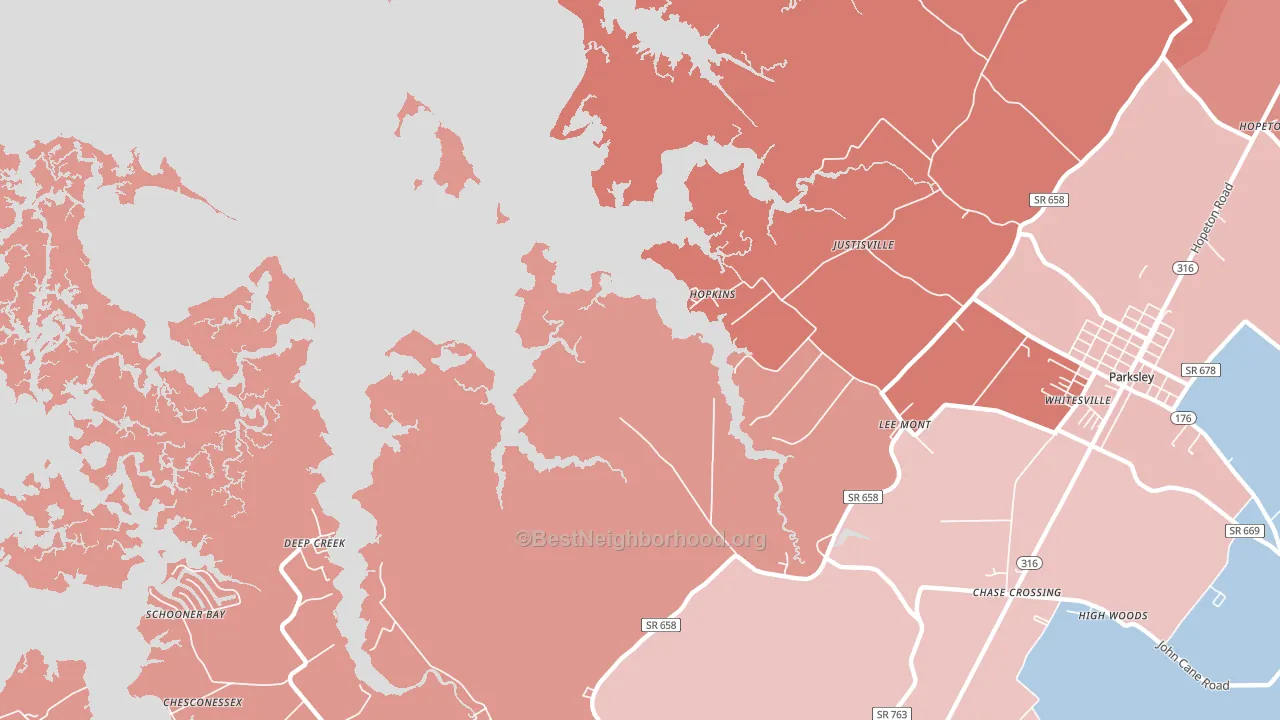 Hopkins, VA block-group political-lean map
