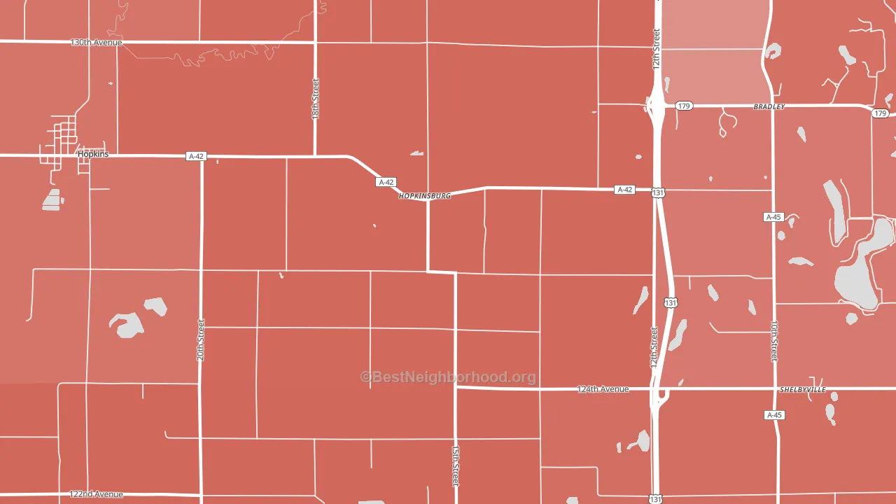 Hopkinsburg, MI block-group political-lean map