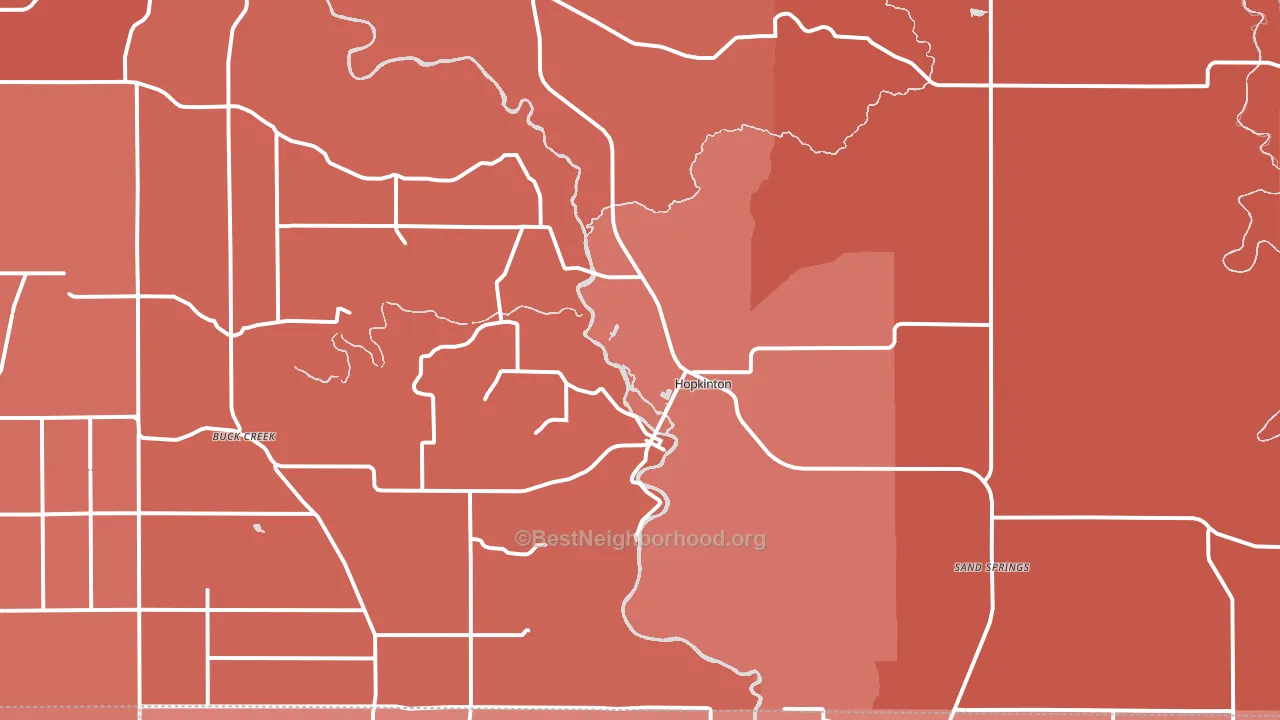 Hopkinton, IA block-group political-lean map