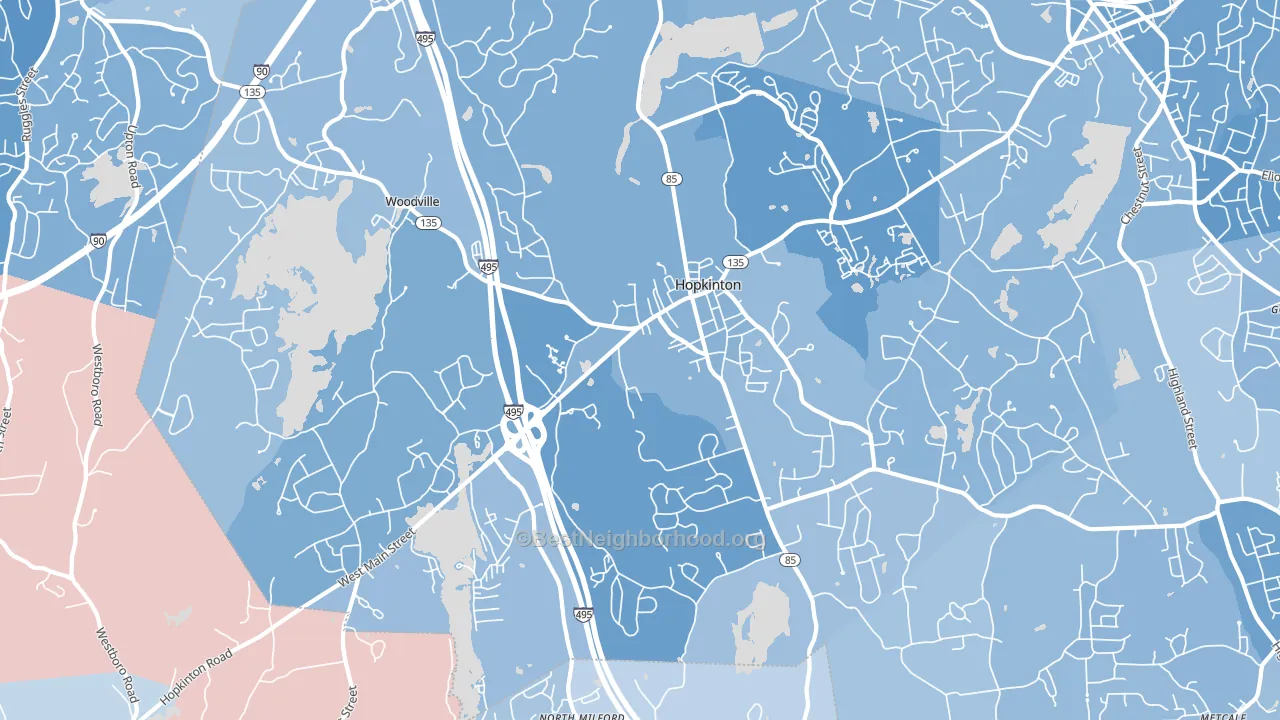 Hopkinton, MA block-group political-lean map