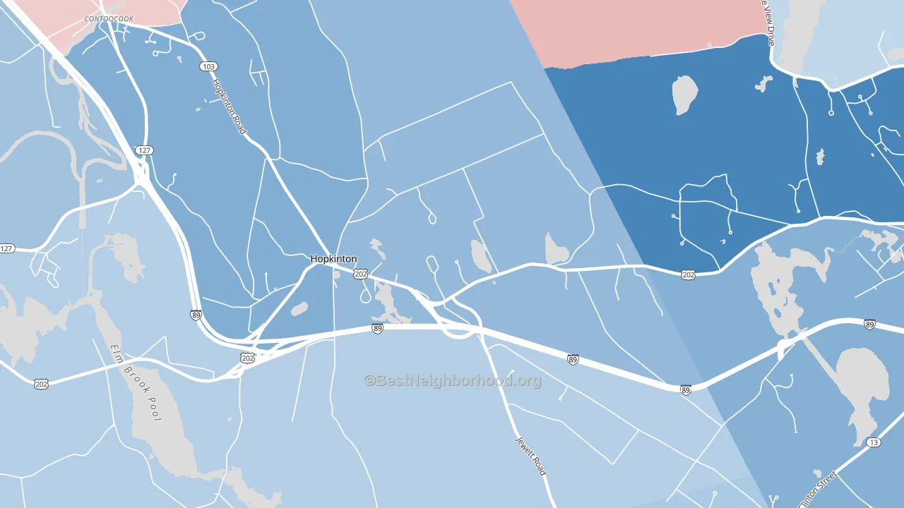 Hopkinton, NH block-group political-lean map
