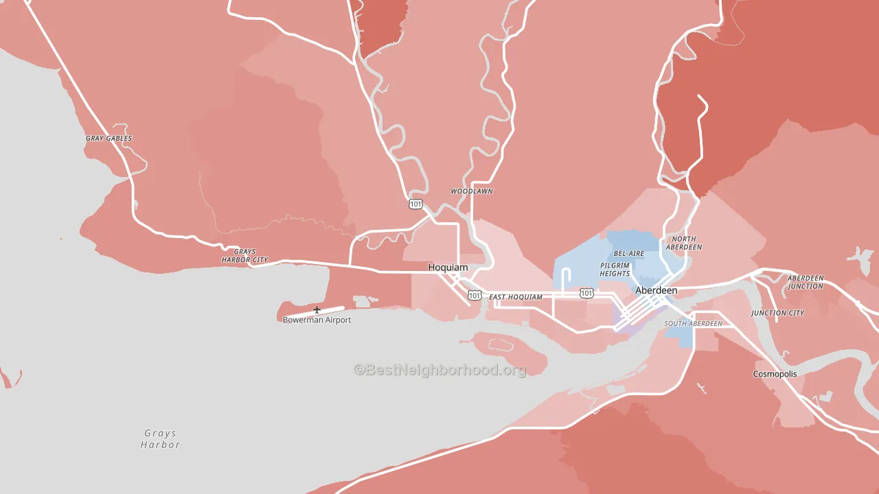 Hoquiam, WA block-group political-lean map
