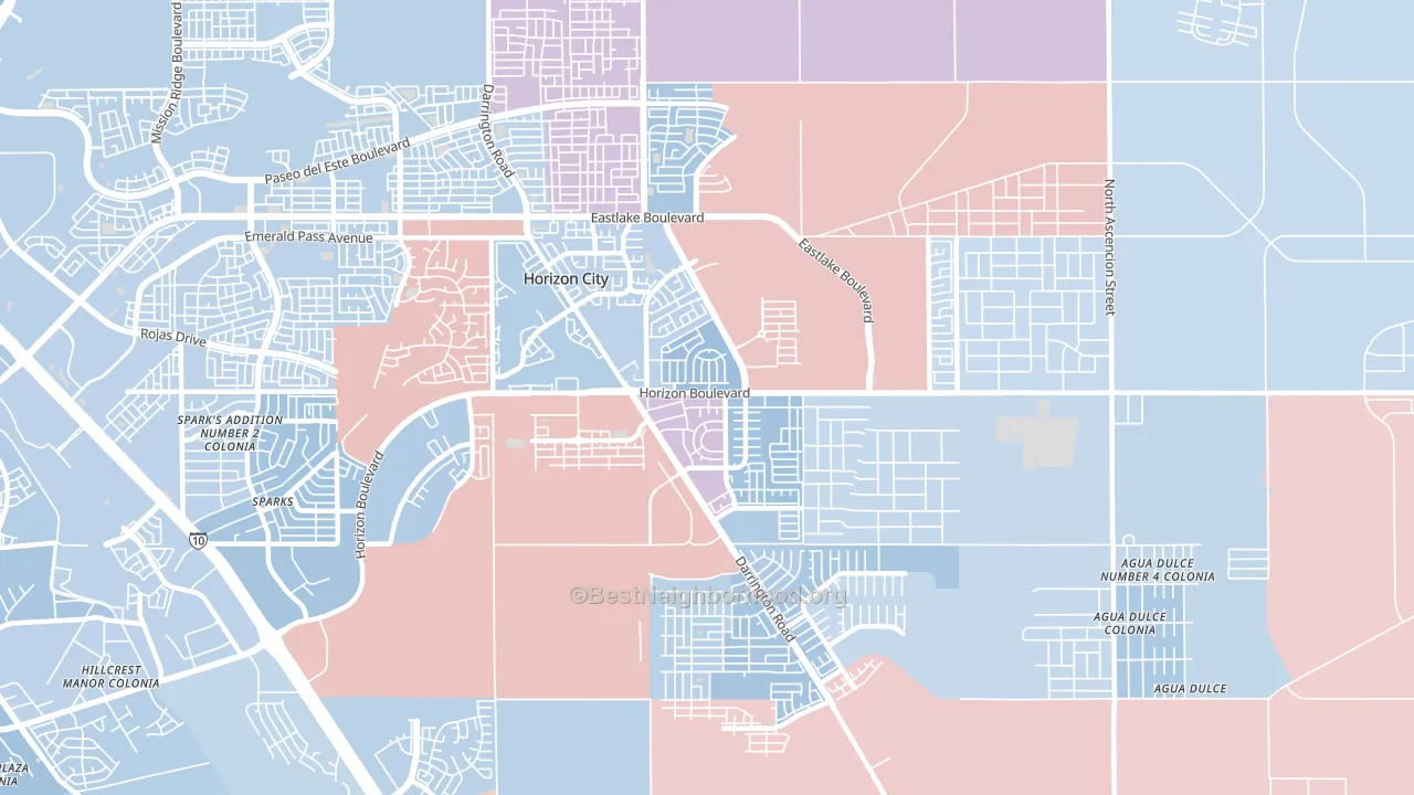 Horizon City, TX block-group political-lean map