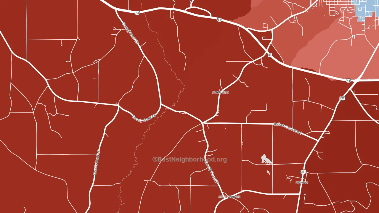 Horn Hill, AL block-group political-lean map