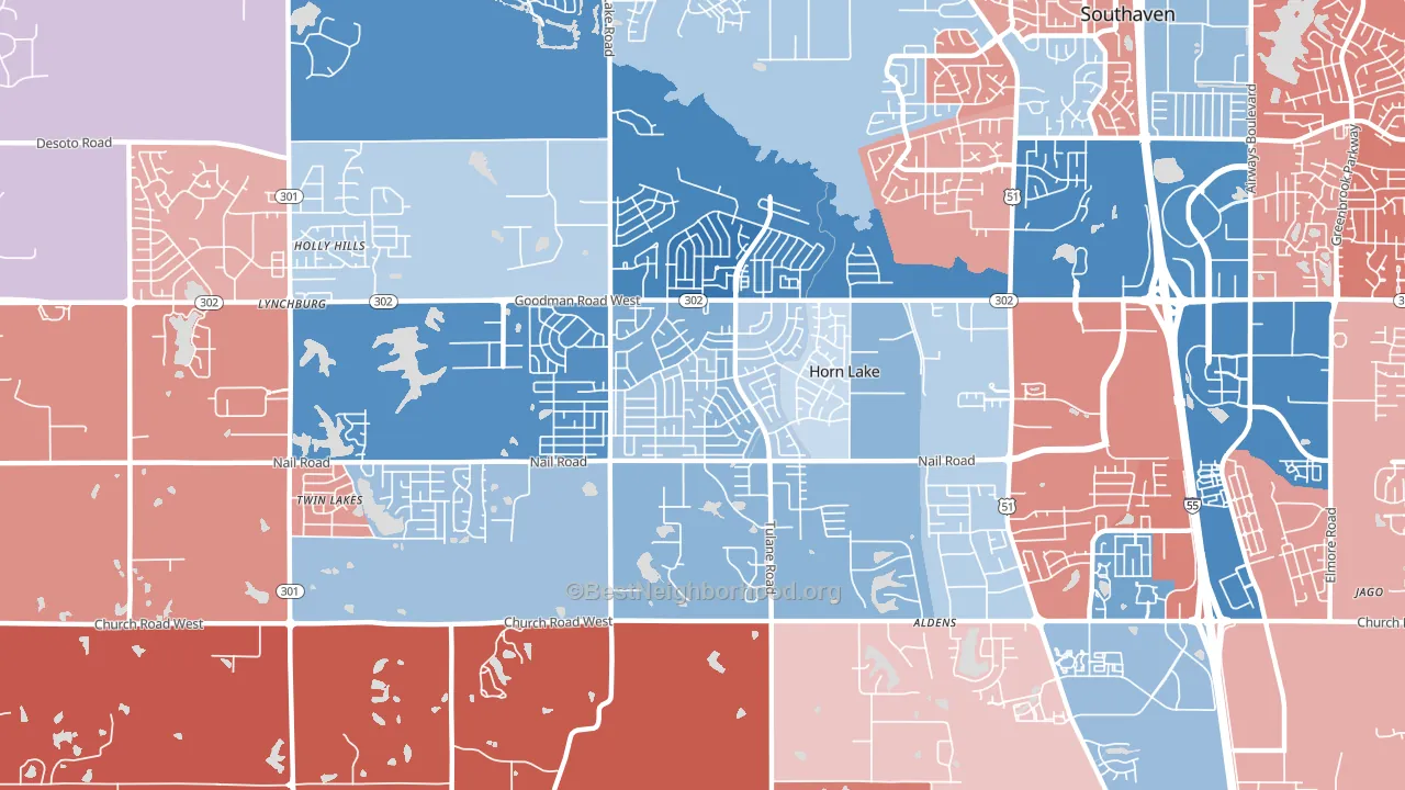 Horn Lake, MS block-group political-lean map