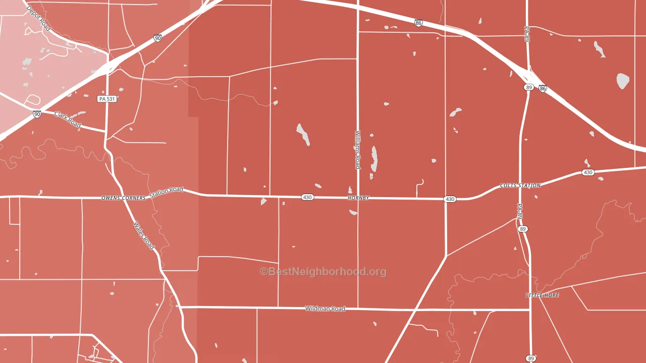 Hornby, PA block-group political-lean map