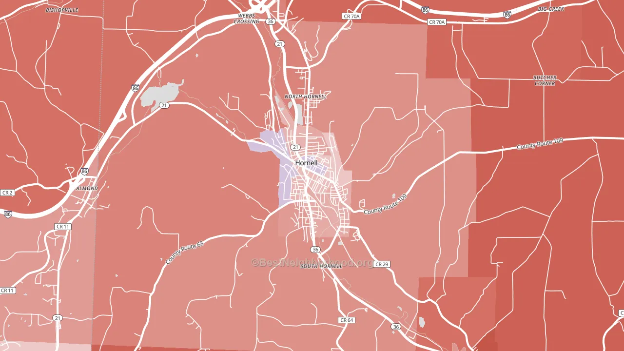 Hornell, NY block-group political-lean map
