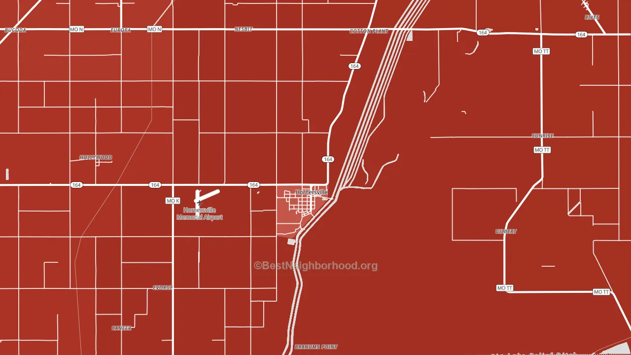 Hornersville, MO block-group political-lean map