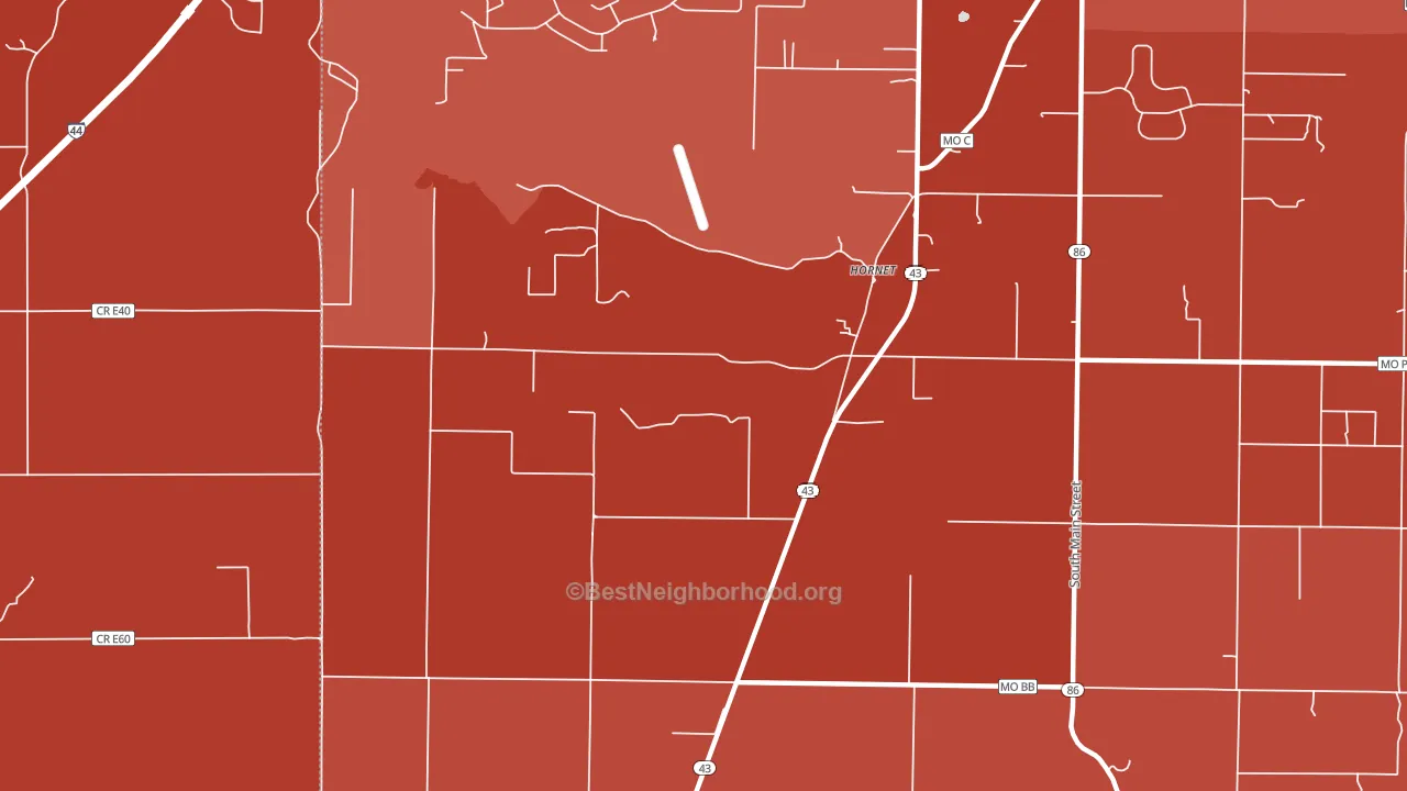 Hornet, MO block-group political-lean map