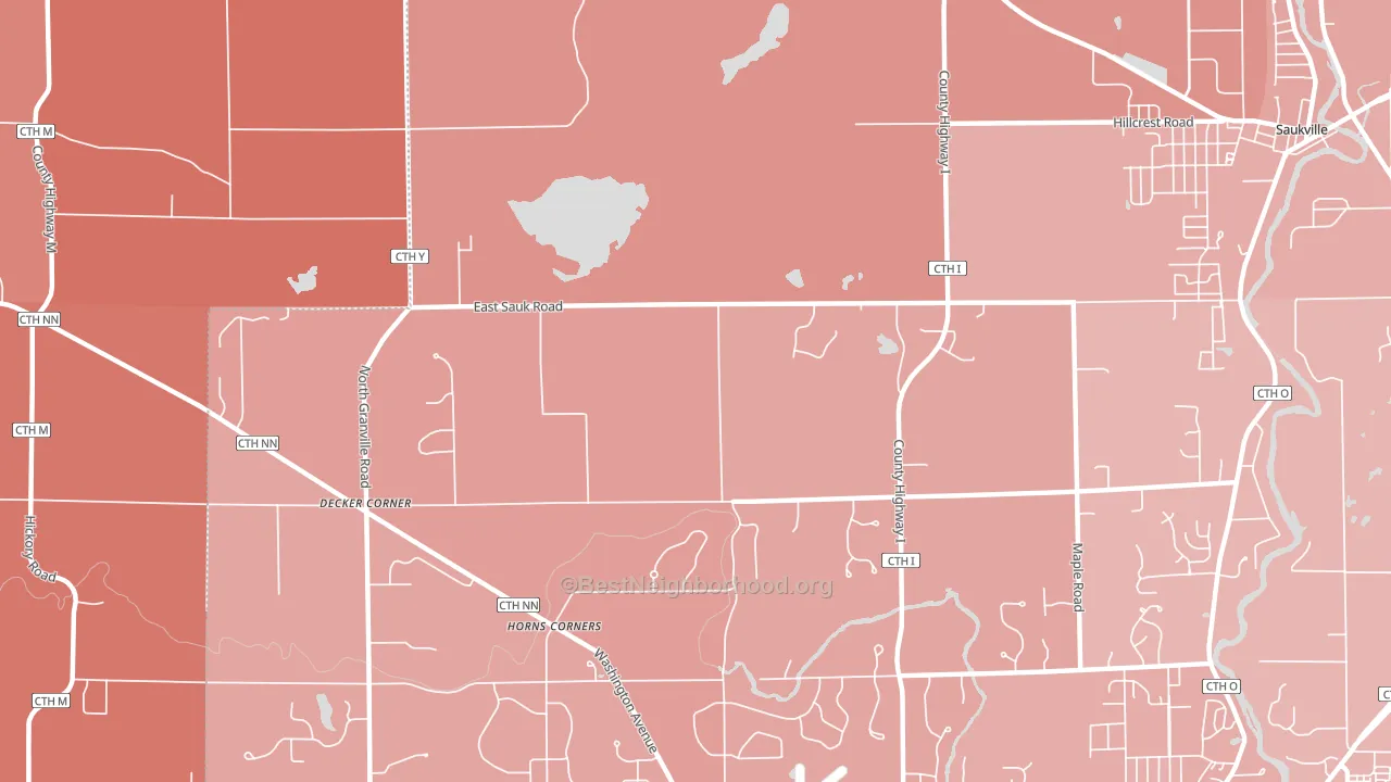 Horns Corners, WI block-group political-lean map