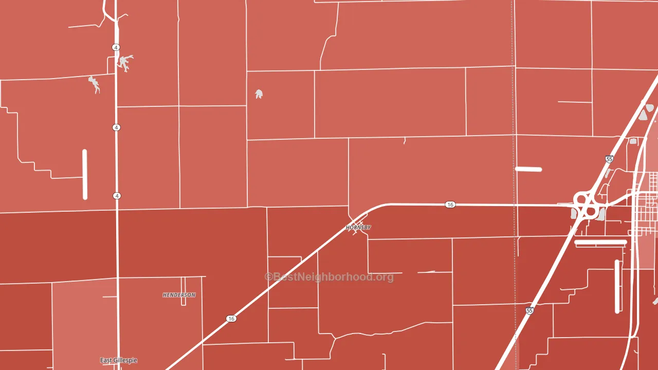 Hornsby, IL block-group political-lean map