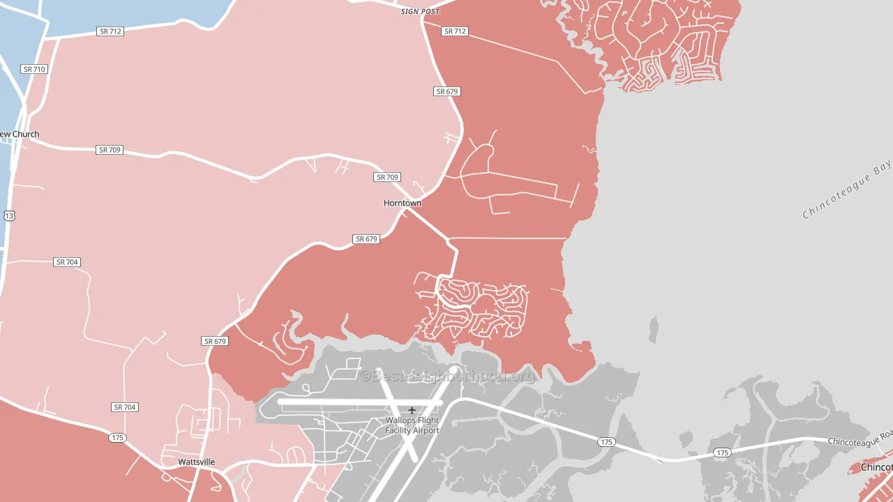 Horntown, VA block-group political-lean map