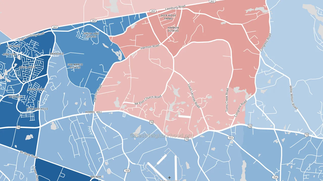 Horrel Hill, SC block-group political-lean map