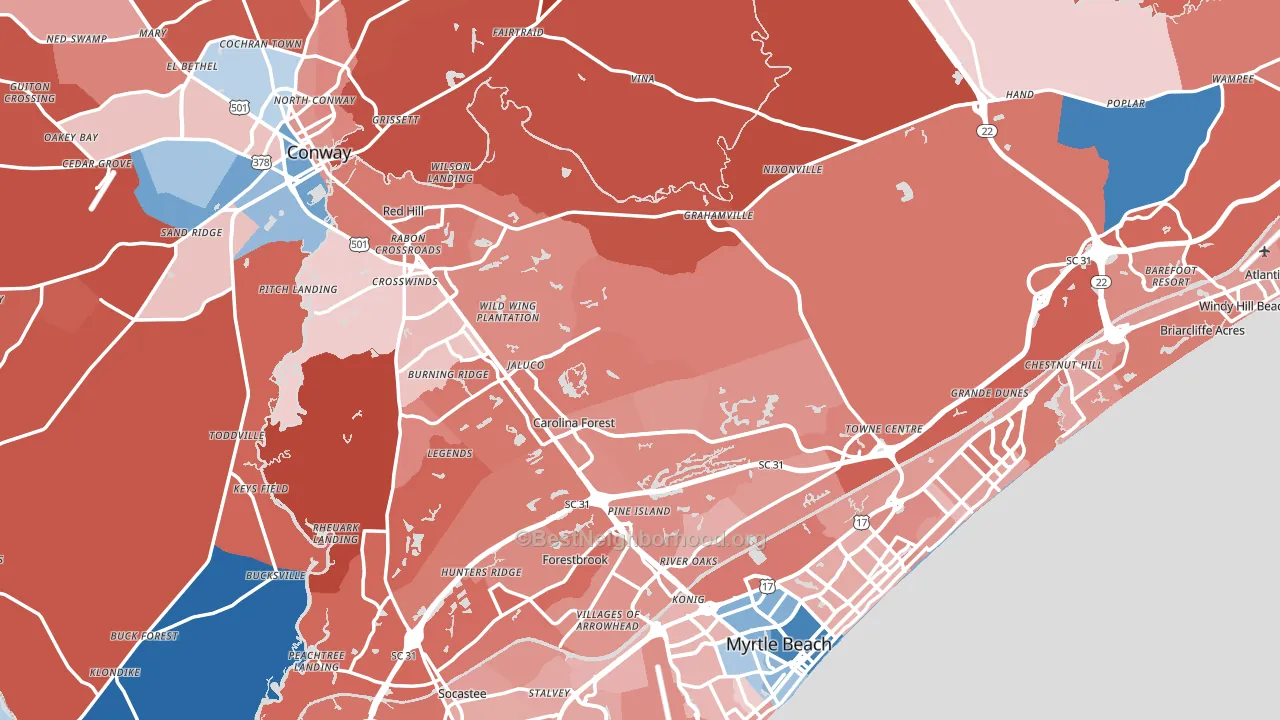 Horry County, SC block-group political-lean map