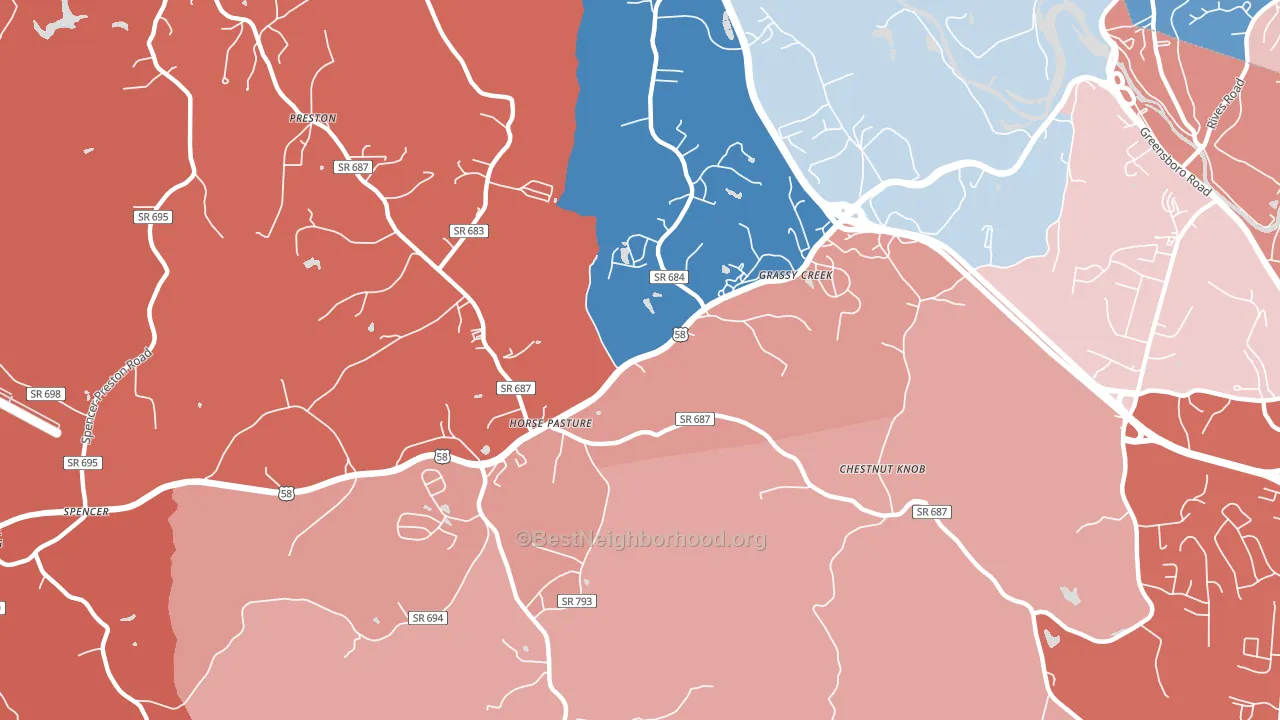 Horse Pasture, VA block-group political-lean map