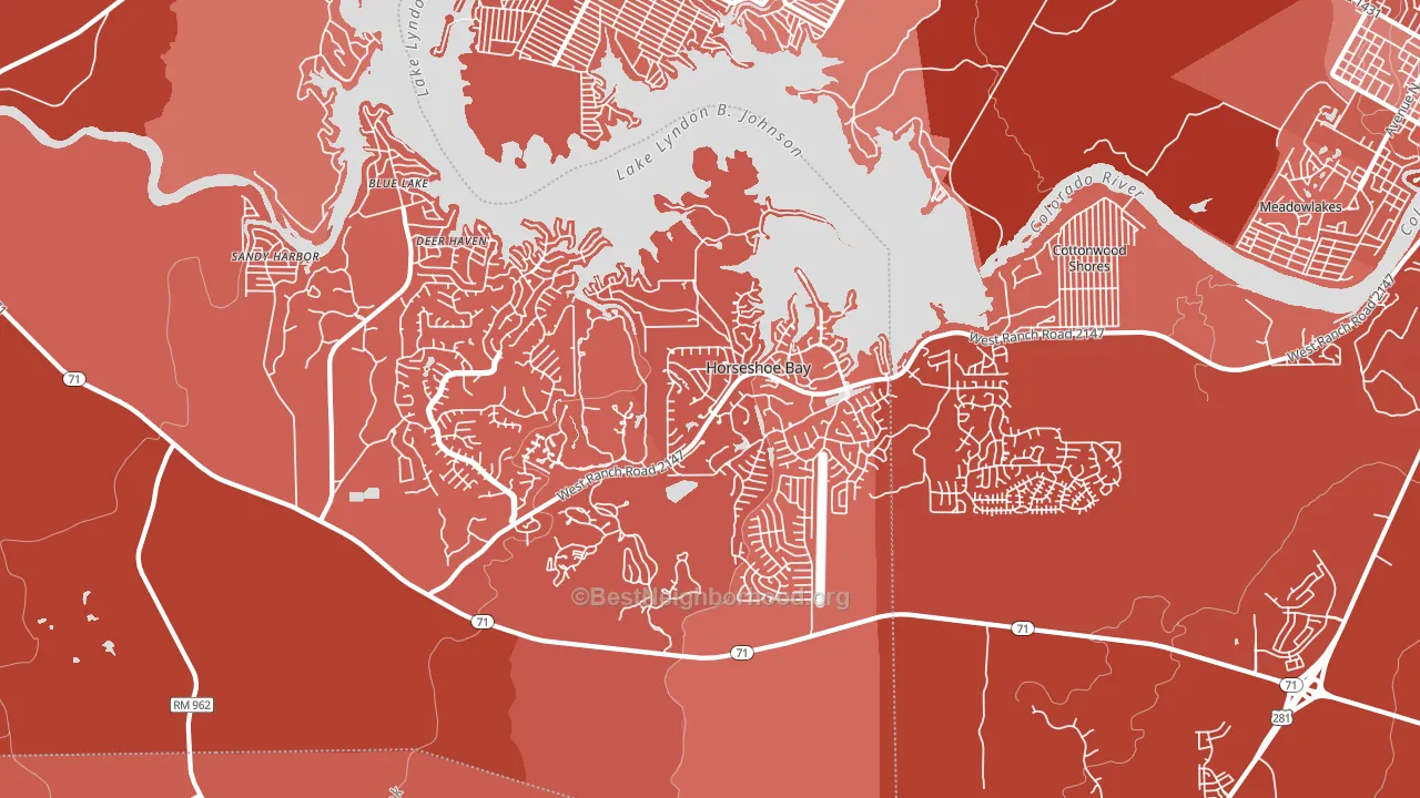 Horseshoe Bay, TX block-group political-lean map
