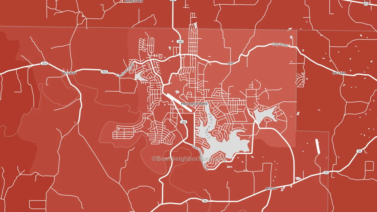 Horseshoe Bend, AR block-group political-lean map